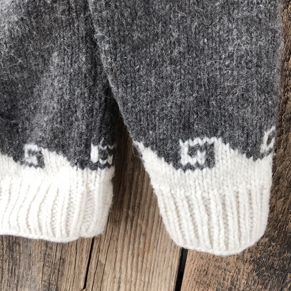 VTG 90s Wild'n Woolly Fair Isle Pattern Zip Up Hooded Cardigan Sweater, M-L - Picture 5 of 7